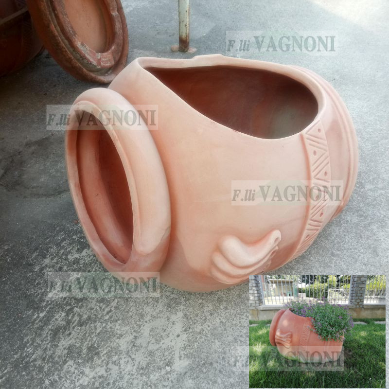 ANFORA ORCIO TOSCANO TAGLIATO IN TERRACOTTA Cm. 70